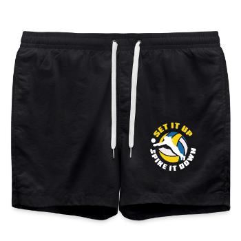 Volleyball Set It Up Spike It Down - Badeshorts - Schwarz - Vorne - AI Model Male 185 light (185cm)