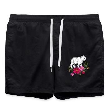 Capybara With Flowers - Swim Trunks - black - Front - AI Model Male 185 light (185cm)