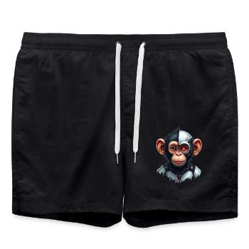 Lustiger Roboter Kunst Affe Cyborg Tier AI Monkey - Badeshorts - Schwarz - Vorne - AI Model Male 185 light (185cm)