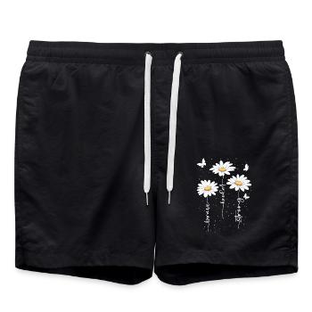 Summer Flowers Flower Inspiration Motivational Saying - Swim Trunks - black - Front - AI Model Male 185 light (185cm)