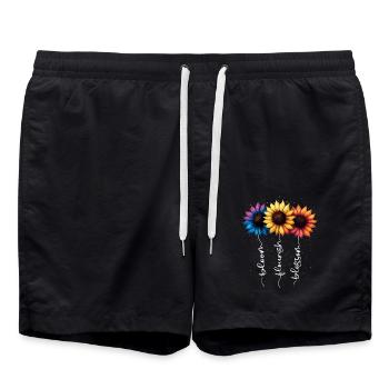 Fleurs d’été Fleur Inspiration Dicton de motivation - Short de bain - noir - Devant - AI Model Male 185 light (185cm)
