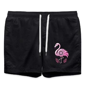 Mandala Flamingo Flamingo Wasservogel Flamingo - Badeshorts - Schwarz - Vorne - AI Model Male 185 light (185cm)