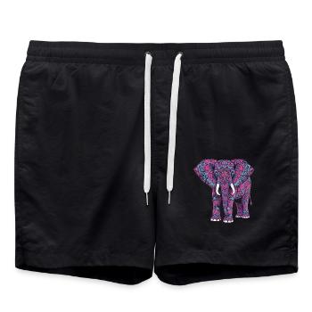 Mandala Elefant Elefanten Spiritueller Mandala - Badeshorts - Schwarz - Vorne - AI Model Male 185 light (185cm)