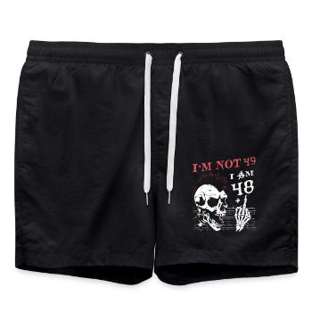 J’ai 48 ans et majeur - 49e anniversaire - Short de bain - noir - Devant - AI Model Male 185 light (185cm)