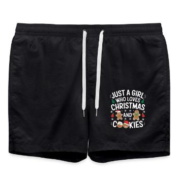 Juste une fille qui aime Noël et les biscuits, Noël - Short de bain - noir - Devant - AI Model Male 185 light (185cm)