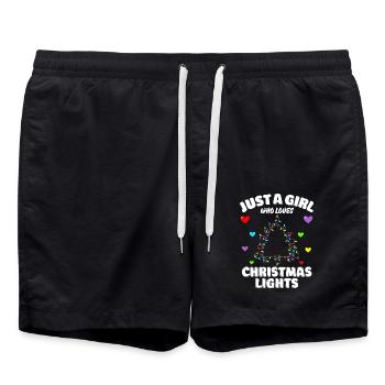 Juste une fille qui aime les lumières de Noël, Noël drôle - Short de bain - noir - Devant - AI Model Male 185 light (185cm)