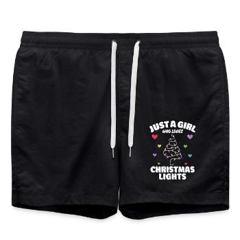 Juste une fille qui aime les lumières de Noël, Noël drôle - Short de bain - noir - Devant - AI Model Male 185 light (185cm)