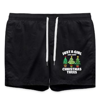 Juste une fille qui aime les arbres de Noël, Noël drôle - Short de bain - noir - Devant - AI Model Male 185 light (185cm)