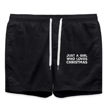 Juste une fille qui aime Noël Drôle de Noël - Short de bain - noir - Devant - AI Model Male 185 light (185cm)