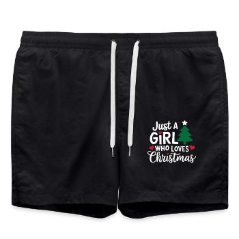 Juste une fille qui aime Noël Drôle de Noël - Short de bain - noir - Devant - AI Model Male 185 light (185cm)
