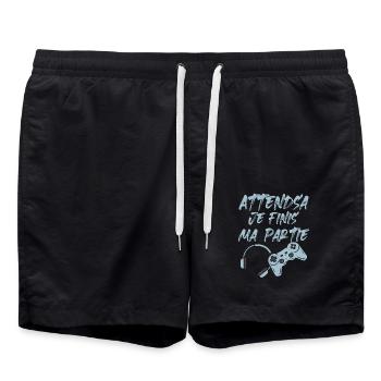 Attends Je Finis Ma Partie - Short de bain - noir - Devant - AI Model Male 185 light (185cm)