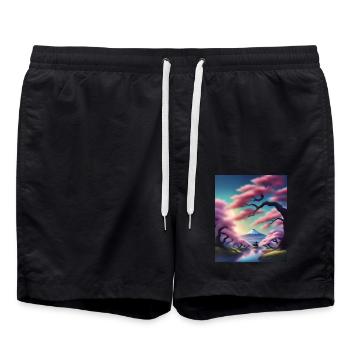 Fuji-Berg in Japan - Badeshorts - Schwarz - Vorne - AI Model Male 185 light (185cm)