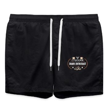 Shark Enthusiast Coffee Oceanologist Coffee Lover - Badeshorts - Schwarz - Vorne - AI Model Male 185 light (185cm)