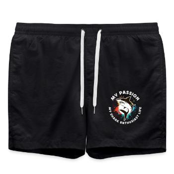 Passionné de requins, ma passion, mon biologiste marin - Short de bain - noir - Devant - AI Model Male 185 light (185cm)