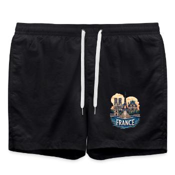 Paris Eiffelturm Bonjour Souvenirs - Badeshorts - Schwarz - Vorne - AI Model Male 185 light (185cm)
