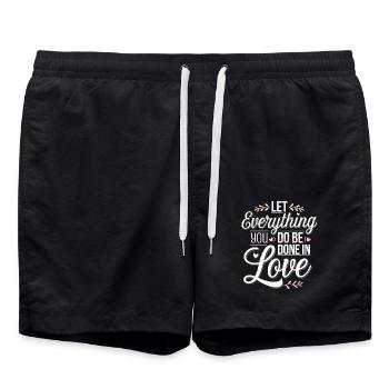 Let Everything You Do Be Done In Love 4 - Badeshorts - Schwarz - Vorne - AI Model Male 185 light (185cm)