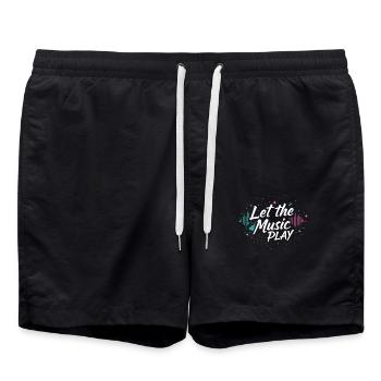 Techno Let The Music Play Techno Techno Musik - Badeshorts - Schwarz - Vorne - AI Model Male 185 light (185cm)