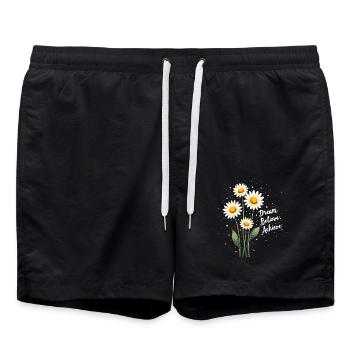 Summer Flowers Flower Inspiration Motivational Saying - Swim Trunks - black - Front - AI Model Male 185 light (185cm)