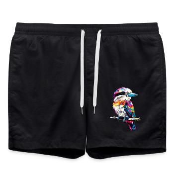 Kookaburra Jägerliest Lachender Hans Süßer Vogel - Badeshorts - Schwarz - Vorne - AI Model Male 185 light (185cm)