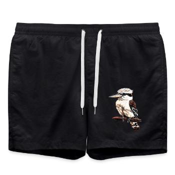 Kookaburra Jägerliest Lachender Hans Süßer Vogel - Badeshorts - Schwarz - Vorne - AI Model Male 185 light (185cm)