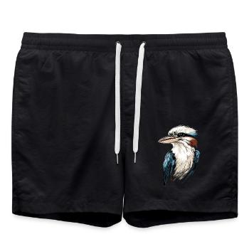 Kookaburra Jägerliest Lachender Hans Süßer Vogel - Badeshorts - Schwarz - Vorne - AI Model Male 185 light (185cm)