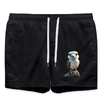 Kookaburra Jägerliest Lachender Hans Süßer Vogel - Badeshorts - Schwarz - Vorne - AI Model Male 185 light (185cm)