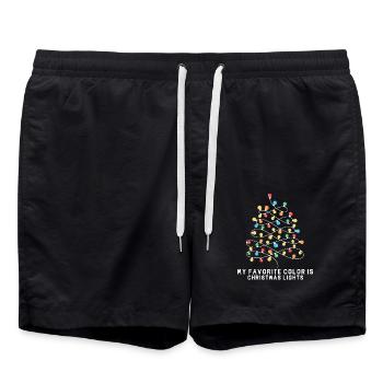 My Favorite Color Is Christmas Lights Funny Xmas - Badeshorts - Schwarz - Vorne - AI Model Male 185 light (185cm)