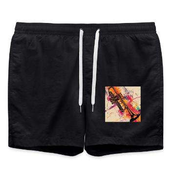 Trompete - Badeshorts - Schwarz - Vorne - AI Model Male 185 light (185cm)