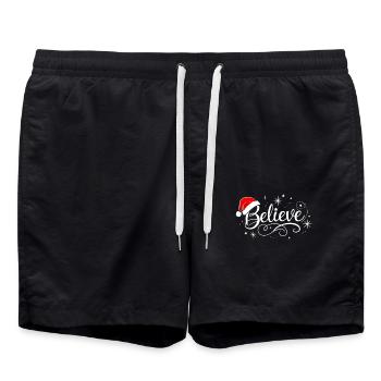 Believe in Santa Claus, Funny Christmas Merry Xmas - Badeshorts - Schwarz - Vorne - AI Model Male 185 light (185cm)