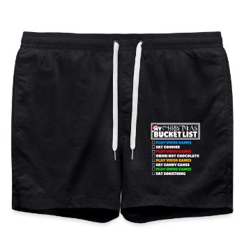 Christmas Bucket List Video Games Xmas Gamer - Badeshorts - Schwarz - Vorne - AI Model Male 185 light (185cm)