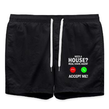Realtor Real Estate Agent - Swim Trunks - black - Front - AI Model Male 185 light (185cm)