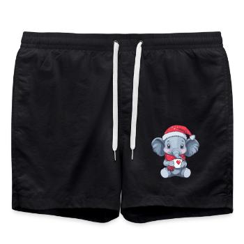 Elefant Kaffee Weihnachten Frauen Männer Kinder - Badeshorts - Schwarz - Vorne - AI Model Male 185 light (185cm)