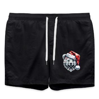 Polygone Art Ours Polaire Père Noël Chapeau Original - Short de bain - noir - Devant - AI Model Male 185 light (185cm)