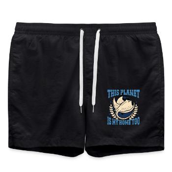Manta Rays This Planet Is My Home Ocean Animal - Badeshorts - Schwarz - Vorne - AI Model Male 185 light (185cm)
