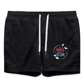 Raies Manta J’aime danser avec la biologie marine - Short de bain - noir - Devant - AI Model Male 185 light (185cm)