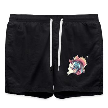 Humorous Cowboy Horse Portrait - Swim Trunks - black - Front - AI Model Male 185 light (185cm)