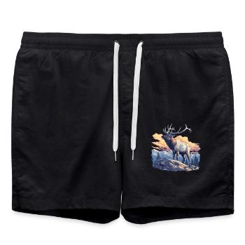 Elche Elch - Badeshorts - Schwarz - Vorne - AI Model Male 185 light (185cm)