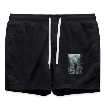 Elche Elch - Badeshorts - Schwarz - Vorne - AI Model Male 185 light (185cm)