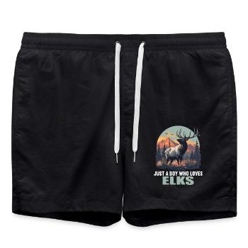 Elche Elch - Badeshorts - Schwarz - Vorne - AI Model Male 185 light (185cm)