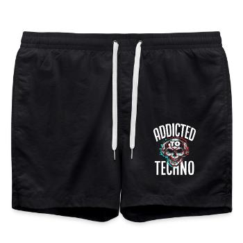 Addicted To Techno Für Techno Lover - Badeshorts - Schwarz - Vorne - AI Model Male 185 light (185cm)