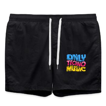 Nur Techno Musik Für Techno Lover - Badeshorts - Schwarz - Vorne - AI Model Male 185 light (185cm)