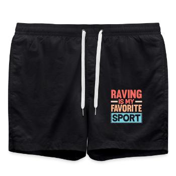 Techno Lover Raving Is My Favorite Sport - Badeshorts - Schwarz - Vorne - AI Model Male 185 light (185cm)