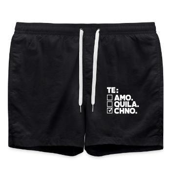 Techno Lover: Te Amo Tequila Techno - Badeshorts - Schwarz - Vorne - AI Model Male 185 light (185cm)