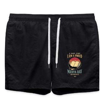 Manta Ray Enthusiast A Short Story I Am Swimmer - Badeshorts - Schwarz - Vorne - AI Model Male 185 light (185cm)