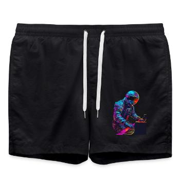 Astronaut Piano - Swim Trunks - black - Front - AI Model Male 185 light (185cm)