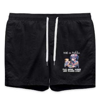 Nur ein Mädchen das Anime Hunde und Ramen liebt - Badeshorts - Schwarz - Vorne - AI Model Male 185 light (185cm)