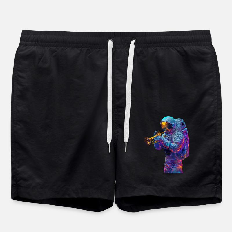 Astronaut Trompete - Badeshorts - Schwarz