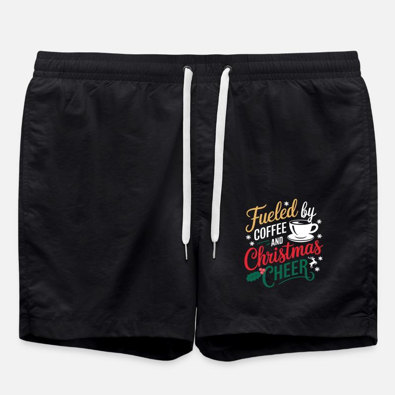 Fueled By Coffee And Christmas Cheer - Badeshorts - Schwarz