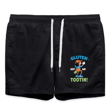 Gluten Got Me Tootin Humorvoller Spruch für - Badeshorts - Schwarz - Vorne - AI Model Male 185 light (185cm)