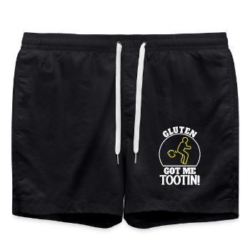 Gluten Got Me Tootin Humorous Saying for - Swim Trunks - black - Front - AI Model Male 185 light (185cm)